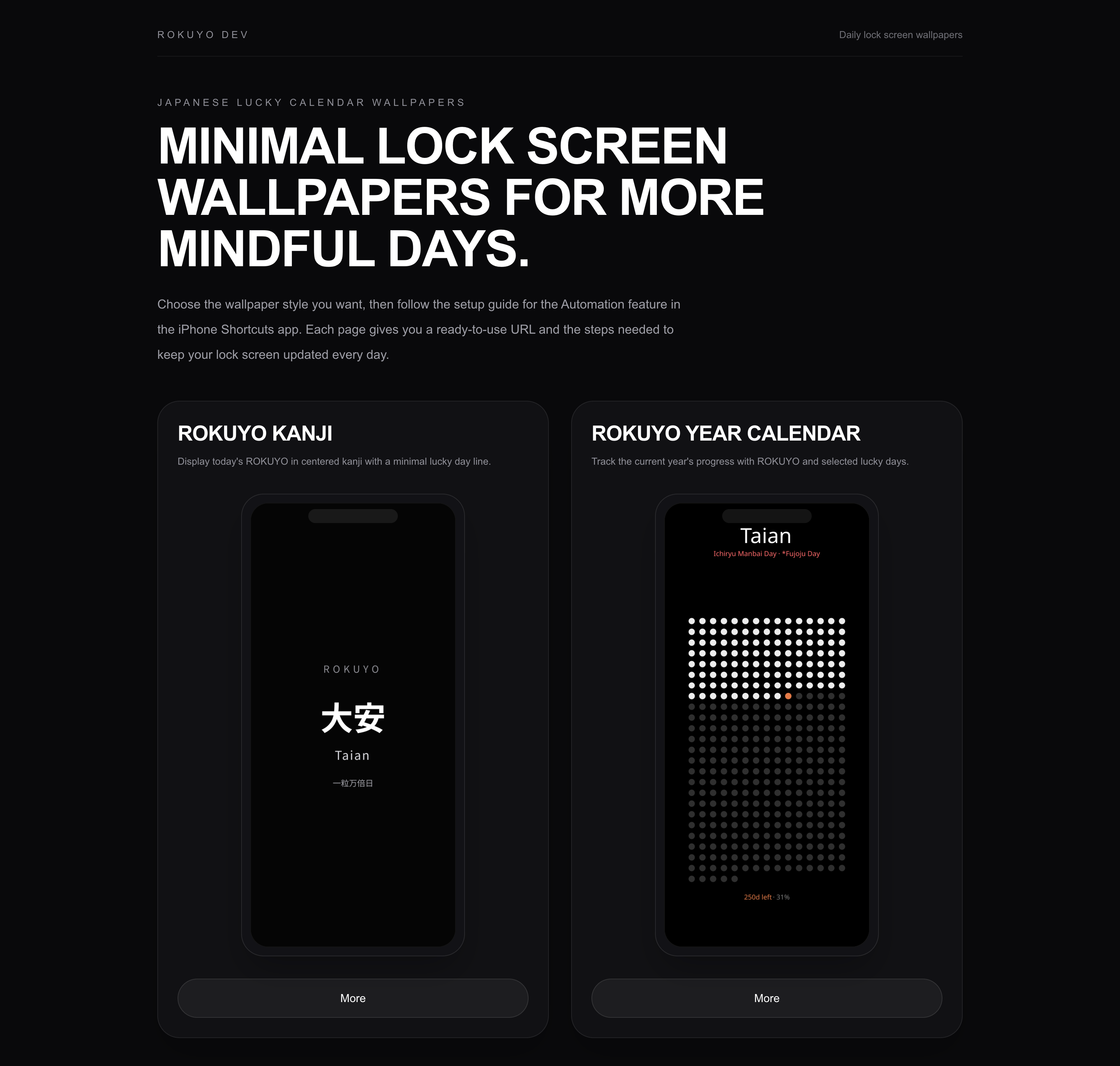 ROKUYO - MINIMAL LOCK SCREEN WALLPAPERS FOR MORE MINDFUL DAYS