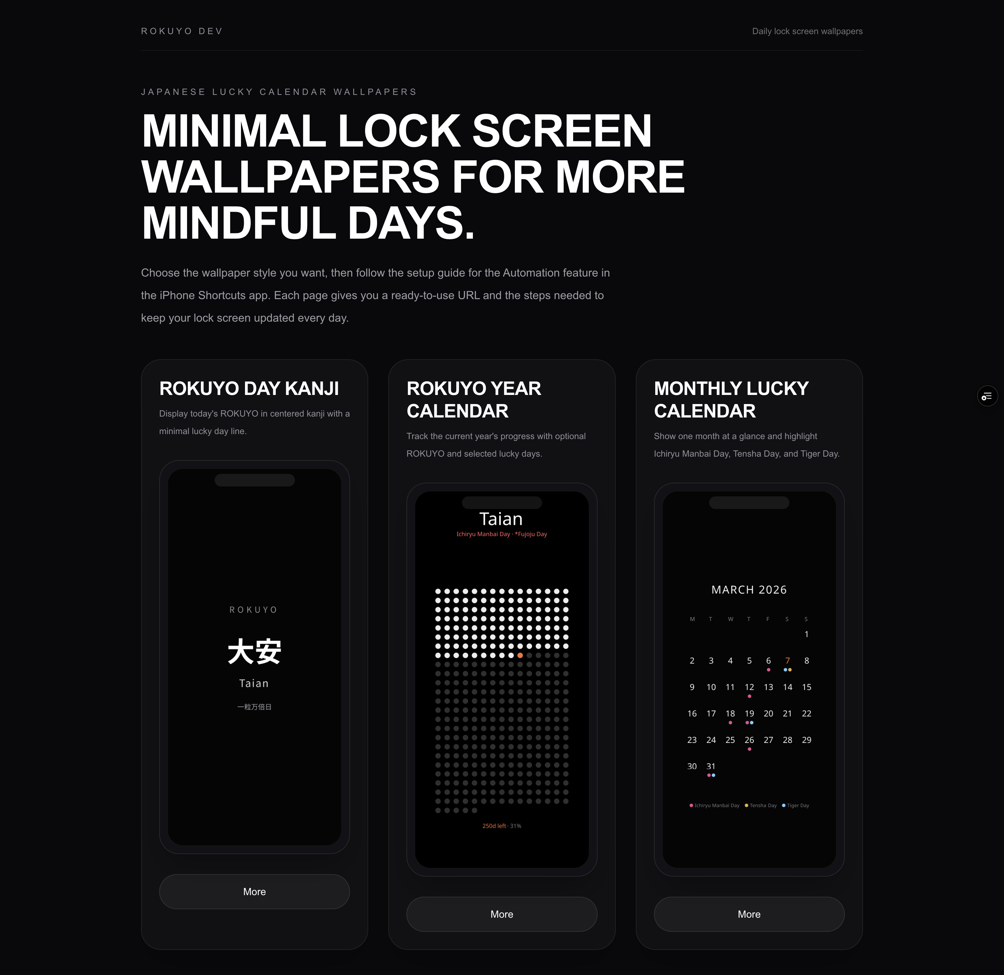 ROKUYO - MINIMAL LOCK SCREEN WALLPAPERS FOR MORE MINDFUL DAYS